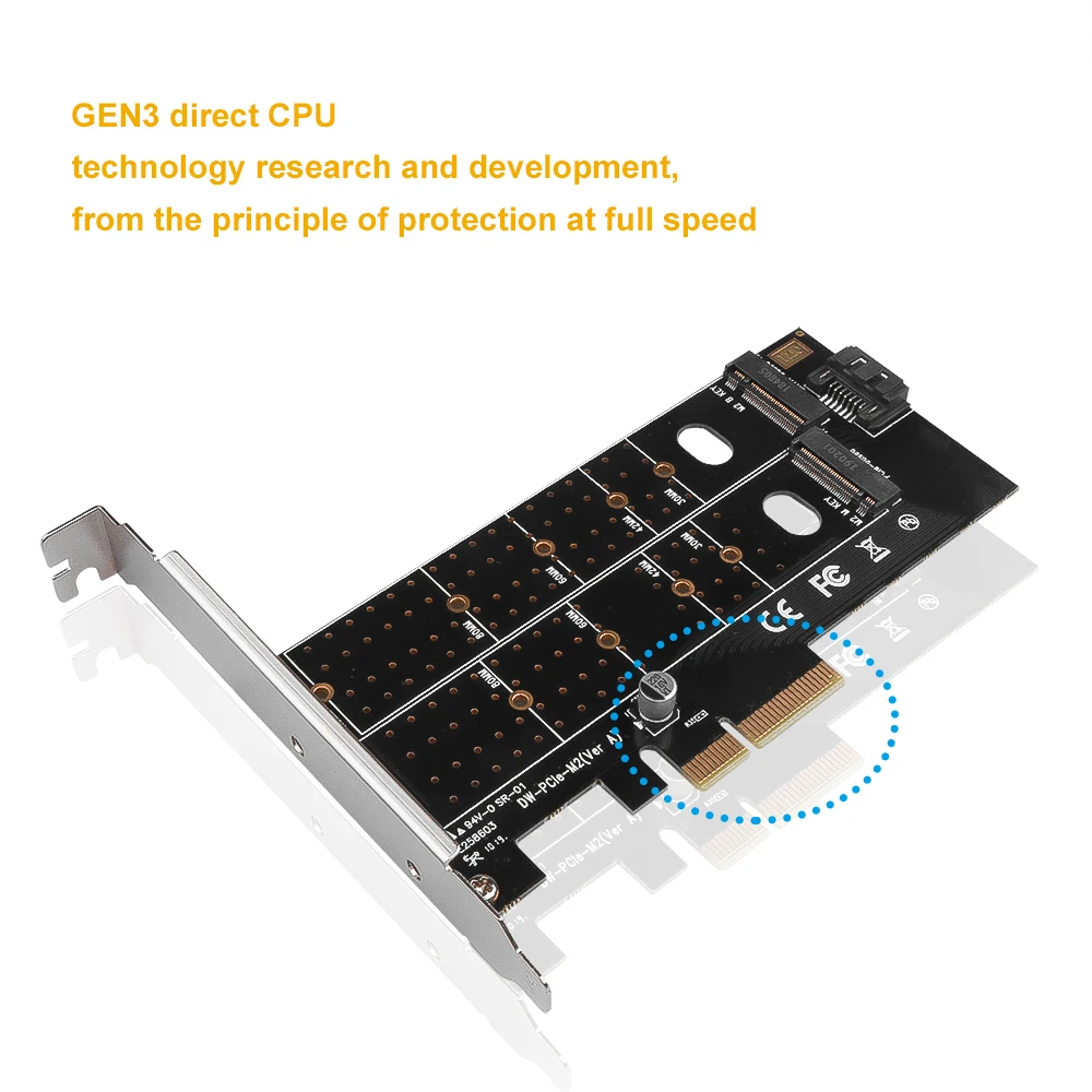 Kebidumei добавьте карты M.2 в PCIE Adapter/PCI Express NVMe SSD NGFF X4 M Key B расширения с двойным
