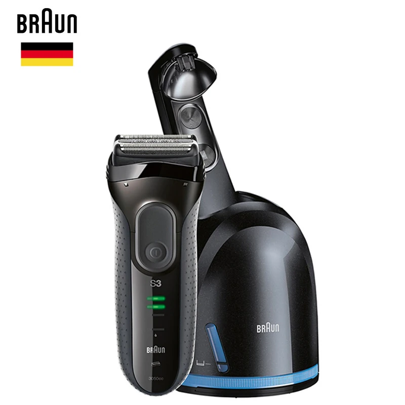 Бритва Braunn Series 3 ProSkin 3050cc для мужчин, бритвенный станок для бороды с системой Clean& Charge, черный