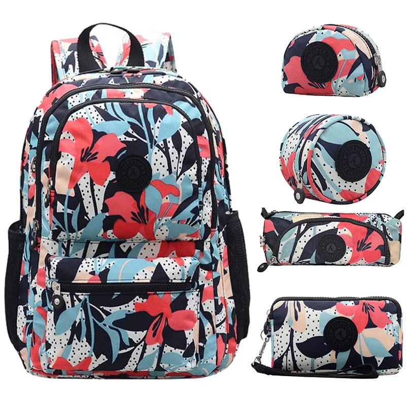 ACEPERCH Для женщин Рюкзак 5 шт./компл. Mochila Escolar Feminina школьная сумка для девочек подростков нейлоновые рюкзаки женские Sac A Dos - Цвет: Lily