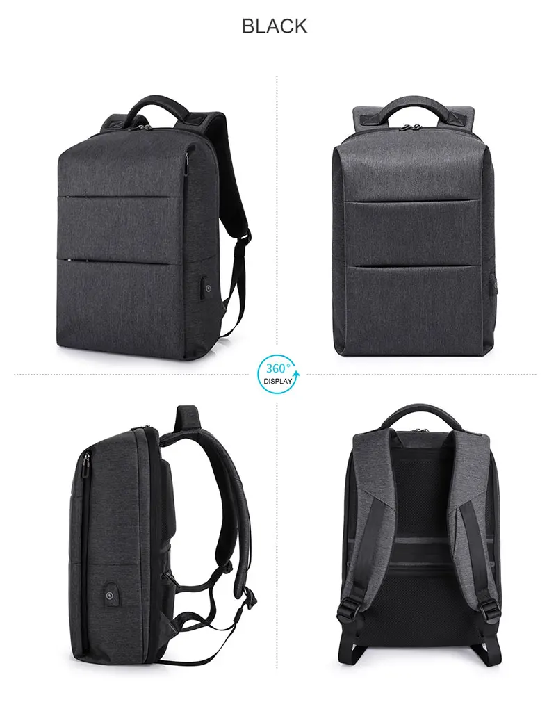 KAKA повседневный мужской рюкзак для ноутбука 15," Mochila, водостойкий рюкзак с зарядкой через USB, мужской школьный рюкзак для подростков wo для мужчин