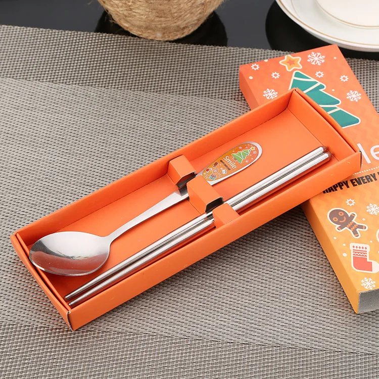 200sets stainless steel tableware suit chopsticks cartoon two pieces of children's portable wholesale | Дом и сад