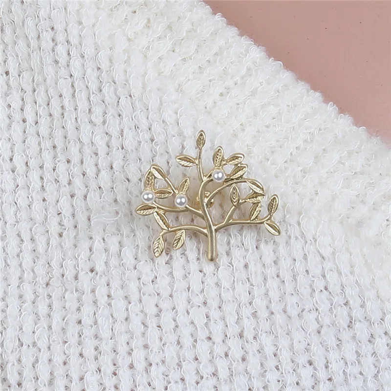 Броши на булавке Оливковая ветвь лист Золото Серебро Цвет для одежды акриловые