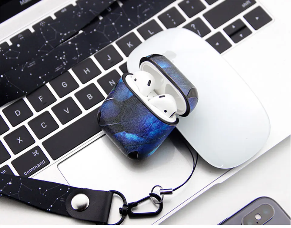 Кожаный чехол для наушников с 3D-принтом для Apple, аксессуары для airpods, защитный чехол, Bluetooth, наушники, украшения, уникальный чехол, подарки