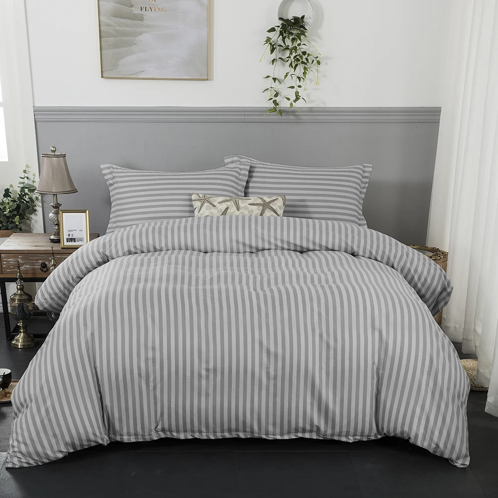 

Stripes Hotel Bedding Set Gray Wine Red Coffee Blue Purple Solid Color Duvet Cover Set Pillowcase Queen King Bedroom Textile