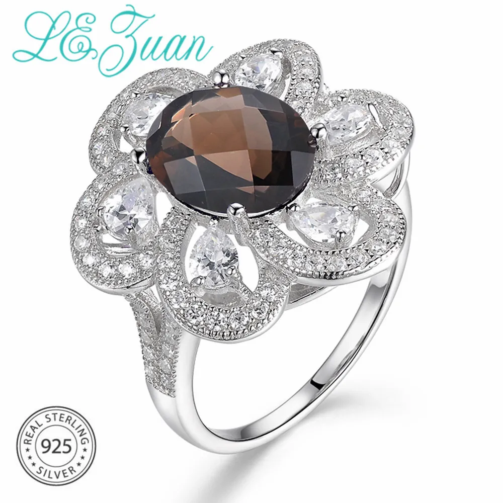 Женское кольцо из серебра 925 пробы с дымчатым кварцем 3 43 карата|luxury ring|ring forrings for