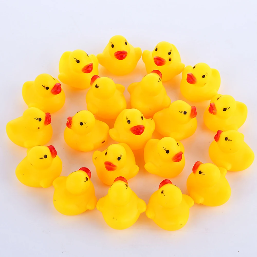 100pc/lot Duck Shower Toy Squeaky Tiny Ducks Rubber Duckie Bath Toys Baby Water Game Tool Swimming Pool Beach Kids Bathroom Set