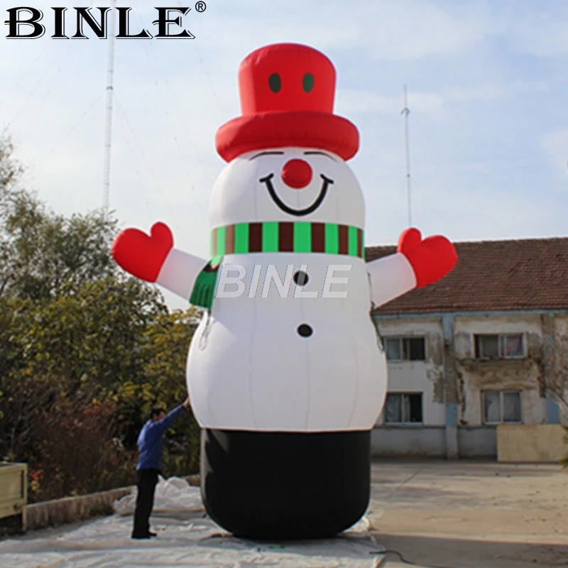 

Бесплатная доставка воздушным транспортом рекламный большой смайлик для дома и улицы Рождественский надувной снеговик с красной шляпой для праздничного украшения