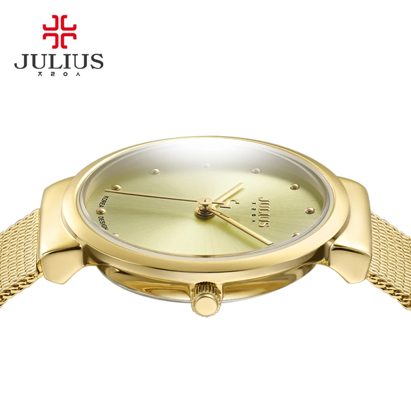 JULIUS JA-426L мужские и женские ультратонкие модные повседневные часы из нержавеющей