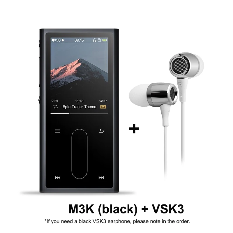 M3K(black) and vsk3 FIIO M3K мини Hi-Fi Hi-Res Lossless портативный музыкальный плеер MP3 AK4376A ЦАП чипы Высокая точность записи 24 часа работы от батареи - Цвет: M3K(black) and vsk3
