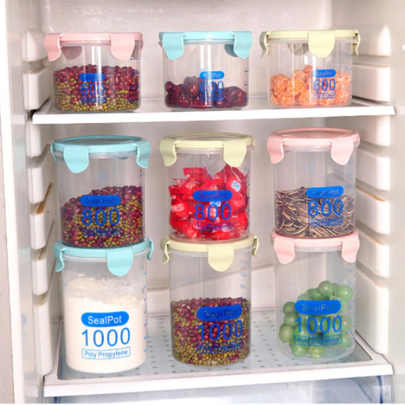 Кухонные банки для хранения с крышкой пластиковая Герметичная тара крупы