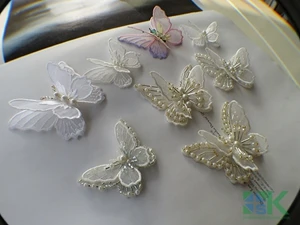 Оптовая 10 ШТ. Многоцветный diy стерео двойной слой бабочка вышивка кружевной ткани
