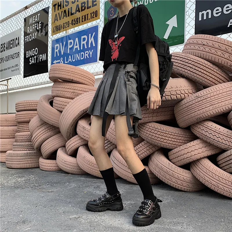 Summer Women Skirts With Belt High Waist Slim Skirts Feminina Vestidos Button High Waist Pleated Mini Skirt female leggings