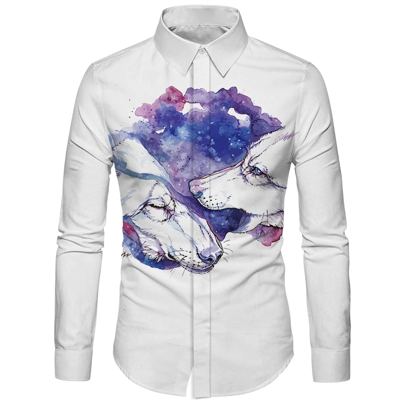 Cloudstyle Husky Huskie/Мужская рубашка с принтом новый дизайн гавайская длинными рукавами