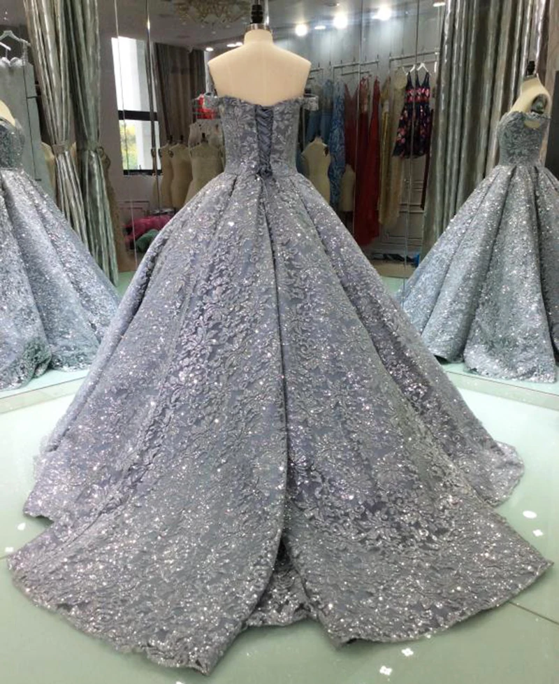 Luxury Glitter Sequins Evening Dresses Long 2018 Ball Gown Sparkly Saudi Arabic Women Formal Evening Prom Gowns Vestido De Festa