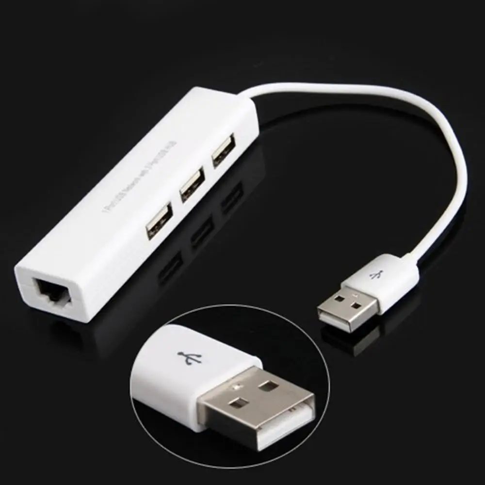 Новое поступление USB 2 0 RJ45 сетевой кабель для интернета адаптера + 3 Порты и разъёмы концентратора Mac OS Win7 8 XP