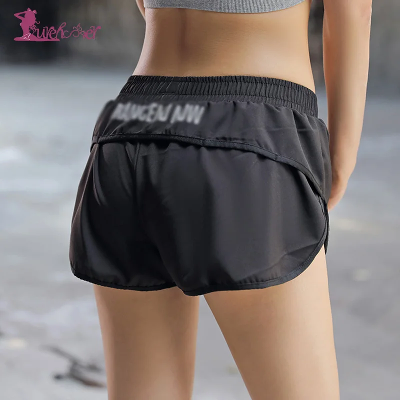 Black Lurehooker Женские Дышащие однотонные шорты для йоги женские шорты для фитнеса и бега быстросохнущие спортивные шорты из полиэстера для женщин s - Цвет: Black