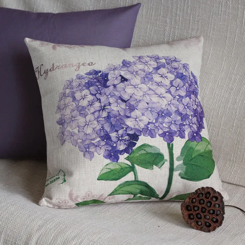 Шикарный цветок гортензии чехол для подушки в цветочек фиолетового цвета