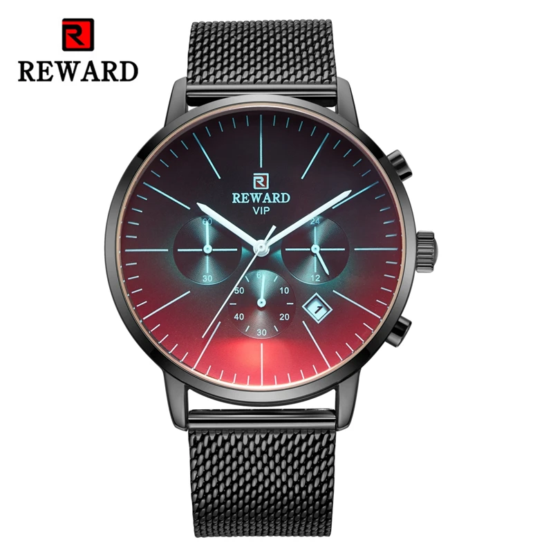 Мужские водонепроницаемые часы с хронографом кварцевые повседневные сетчатым