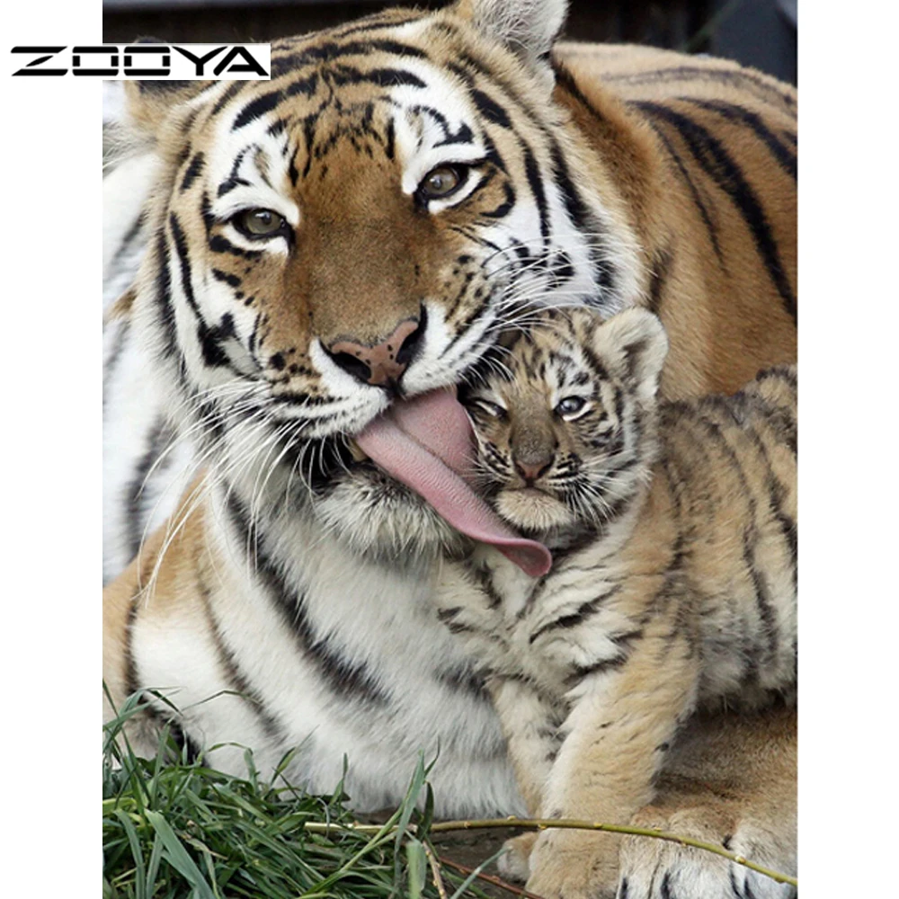 

2015 New Arrival Two Tiger Diamond Painting Kits Diamond Painting Square Rhinestone Past Painting Unfinish Room Decoration F397