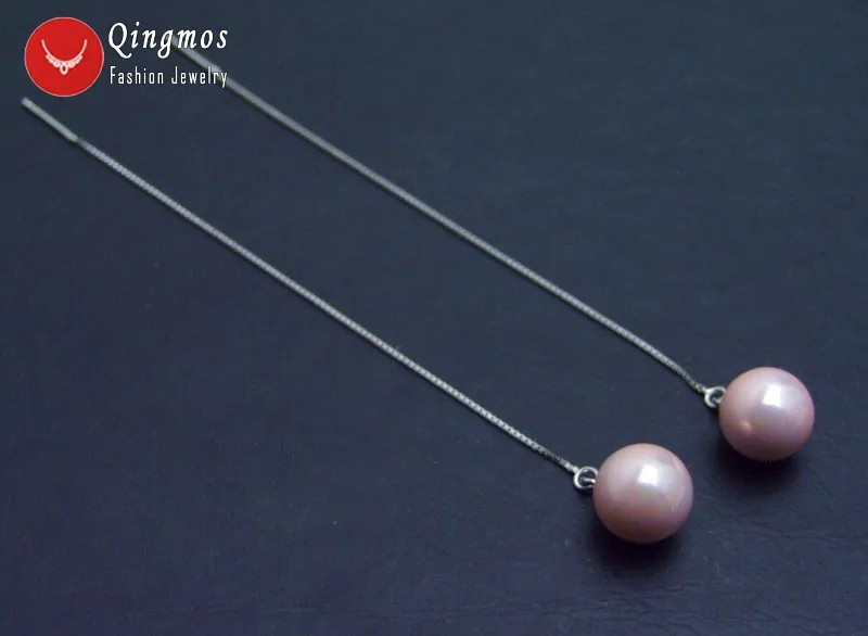 Женские серьги подвески Qingmos из настоящего стерлингового серебра S925 круглые с