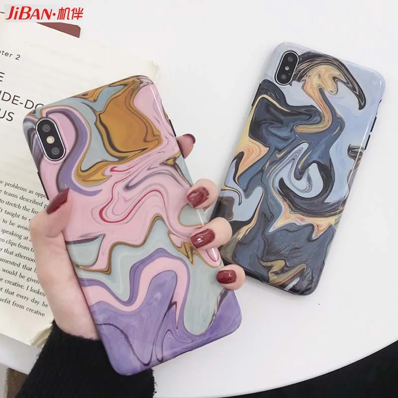 JIBAN красочные винтажные граффити искусство мрамор мягкие IMD чехлы для Iphone XR XS Max 6 S