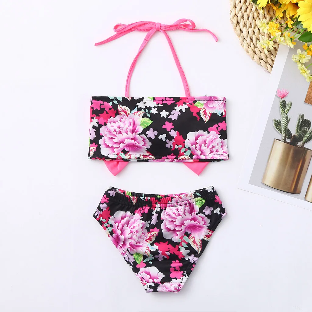 Летние Детские купальники детский купальник для маленьких девочек с бантом и