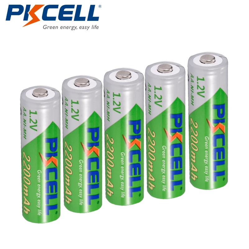 5 X PKCELL Battery AA Low Self-discharge Durable Ni-MH 1.2V 2200mAh Rechargeable 2A Batteries for remote control | Электроника