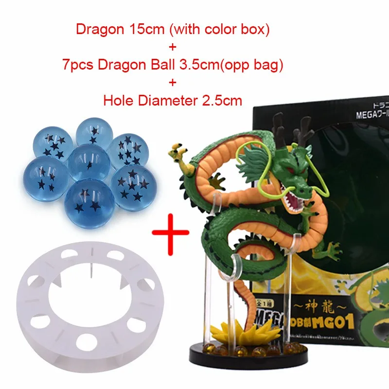 Dragon Ball Z Набор фигурок Дракон шернон+ 7 шт. хрустальные шары+ горный стенд ПВХ Фигурки Коллекционная модель игрушки DBZ - Color: Green With Box