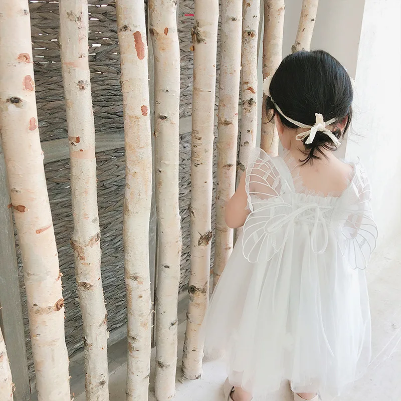 Girls Dresses Summer New Children Wear Clothes Ball Gown Mesh Sleeveless Kids Dress with wings | Детская одежда и обувь