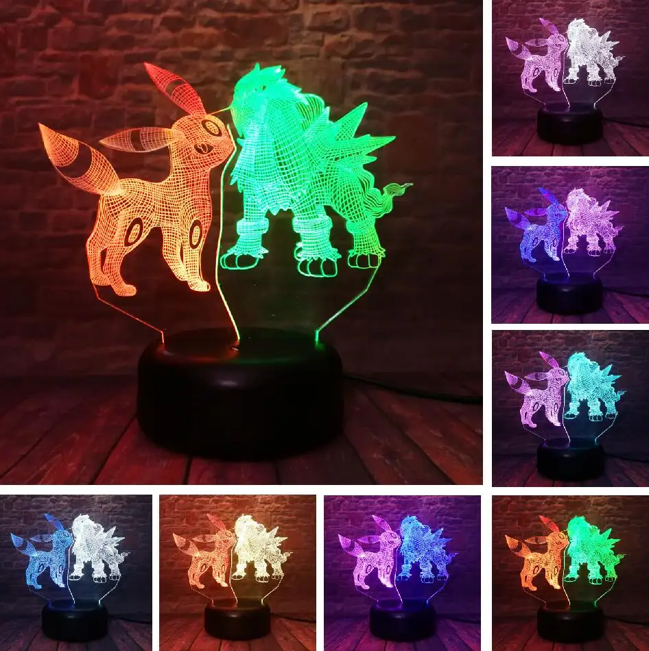 Покемон го 3D фигурка Umbreon Pokeball Bulbasaur Fire Dragon Valor Mystic 7 цветов Изменение ночник детские подарки - Испускаемый цвет: Umbreon Entei
