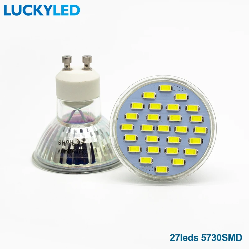 LUCKYLED бренд Bombillas Светодиодный точечный светильник 3W 4 Вт 5 Вт 6 Вт SMD 2835/5730 GU10 Светодиодный точечный светильник AC110V 220 В для дома