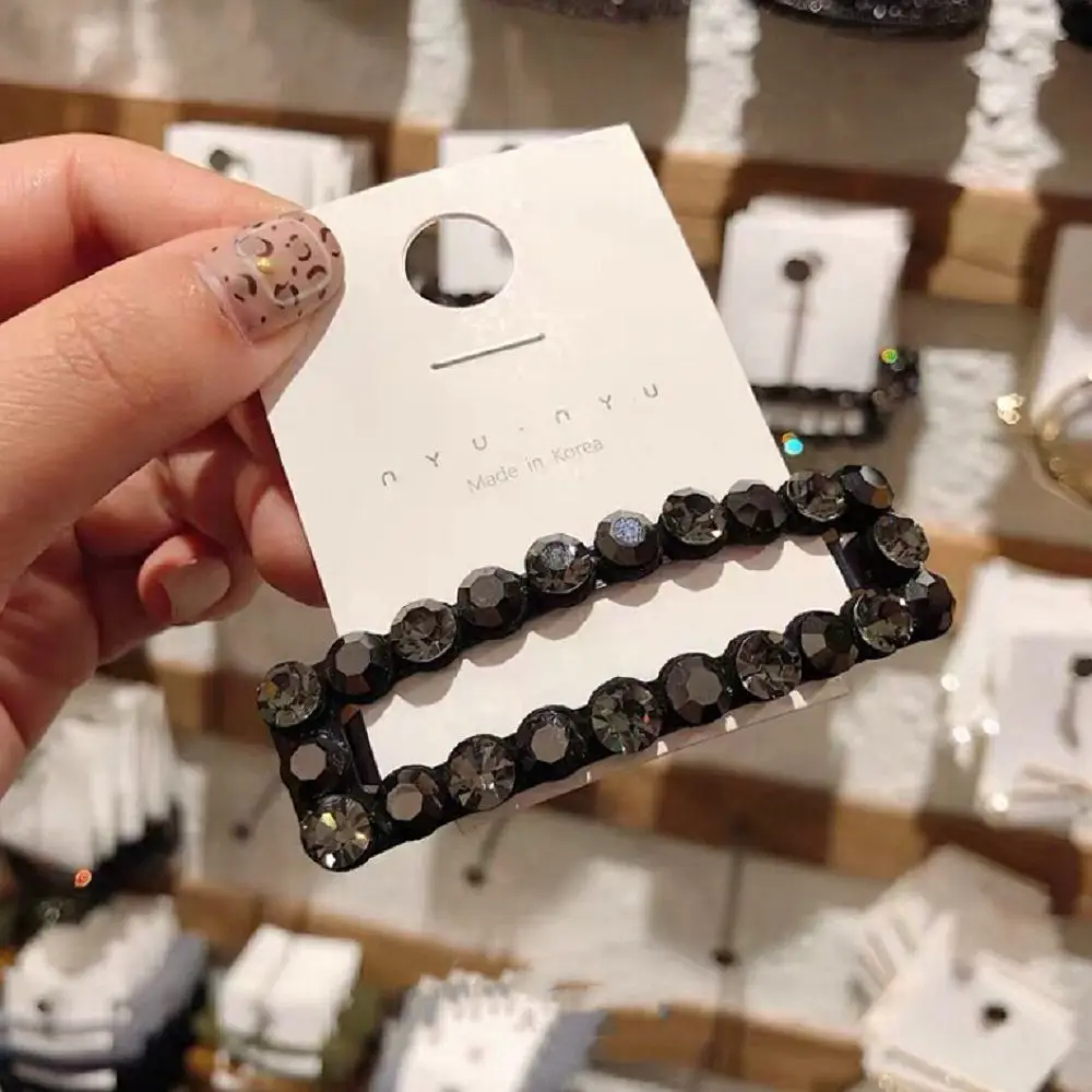 

Fashion Korea New Crystal Hair clips for Women Hollow Geometric Rectangle Hairpin Girls Rhinestones Hair Accessories Barrettes