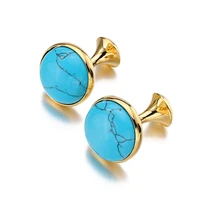 low key luxury brilliant stone trend cufflinks for mens gold color plated high quality green cats eye stone cuff links with box