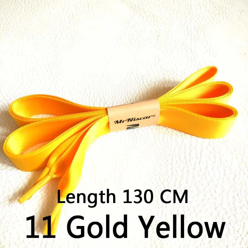 Gold Yellow 130cm 1 пара 2 см широкие плоские атласные шнурки для ботинок Золотые желтые обувные шнурки для шнуровки шнурки для ботинок Детские Молодежные мужские и женские кроссовки шнурки - Цвет: Gold Yellow 130cm