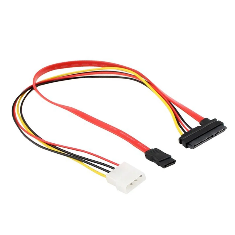 SATA 22Pin комбинированный к 15 Pin Power + 7 кабель для передачи данных 4 Molex К Serial ATA Lead