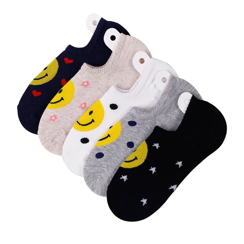 

10 Pairs / Bag Female Boat Socks Summer New Japanese Cartoon Smiley Invisible Socks Creative Cotton Breathable Shallow Socks