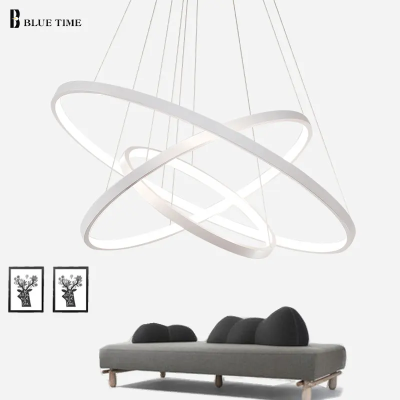 Новые современные 3 круга кольца LED простые подвесные светильники для гостиной