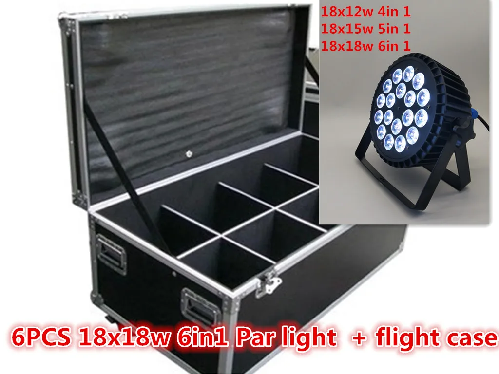 Кейс для полетов + 6 шт./8/10 шт. алюминиевый прожектор 18x12 Вт LED par light RGBW 4in1 dmx512