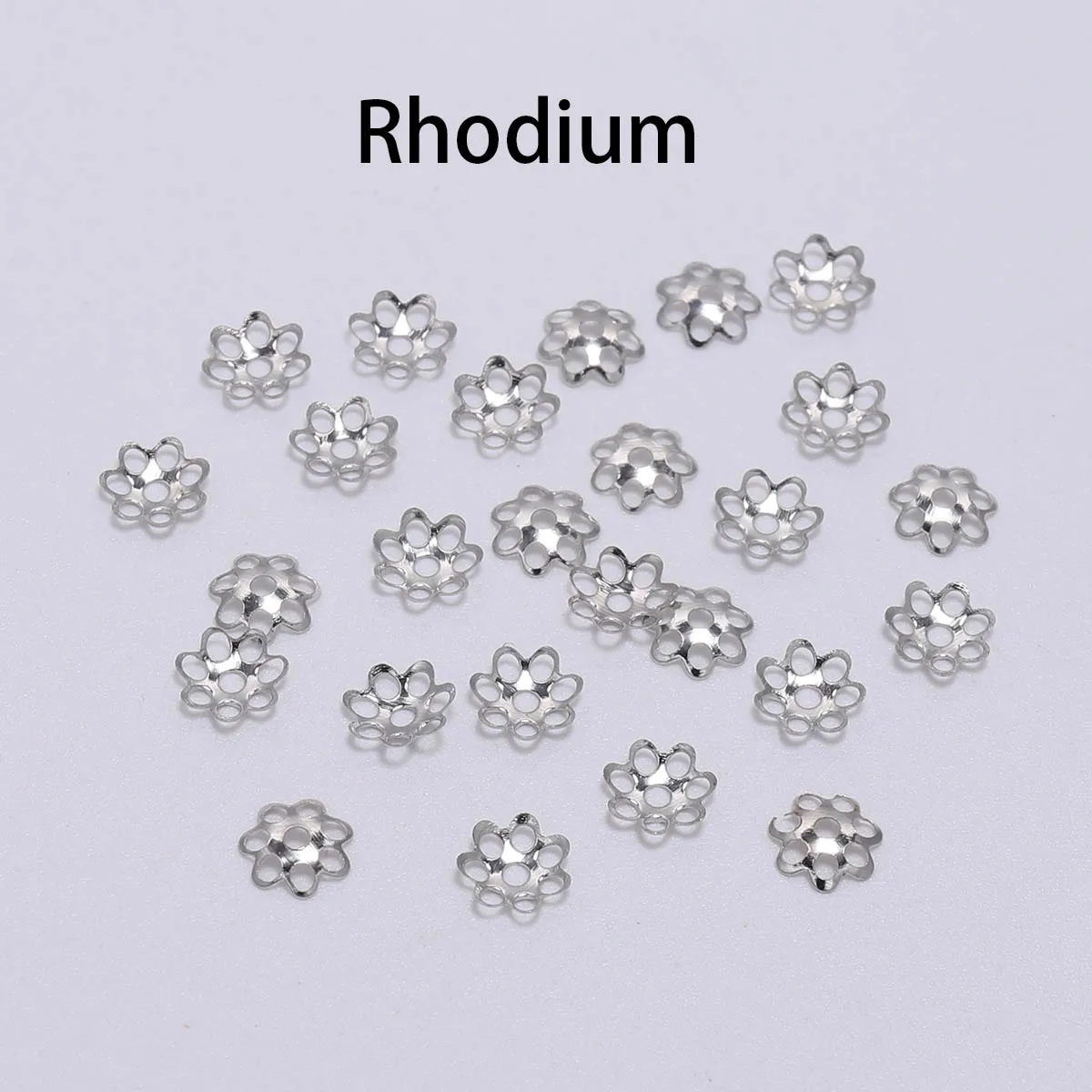 Rhodium 600 шт./лот, 6 мм, пустотелая Цветочная фурнитура, конусные бусины, филигранные бусины, рассыпчатые бусины для самостоятельного изготовления ювелирных изделий, аксессуары - Цвет: Rhodium