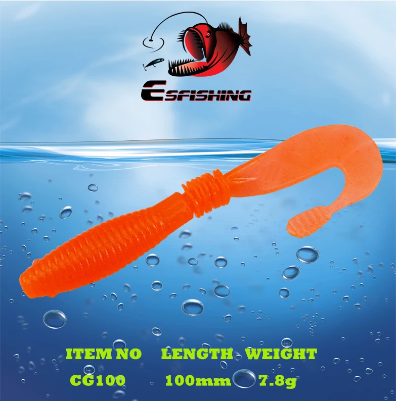 Esfishing приманка счетчик запаха Grub 100 мм 7,8 г рыболовные приманки Мягкая приманка воблер снасть Карп медленно джиггинг приманка форель, щука