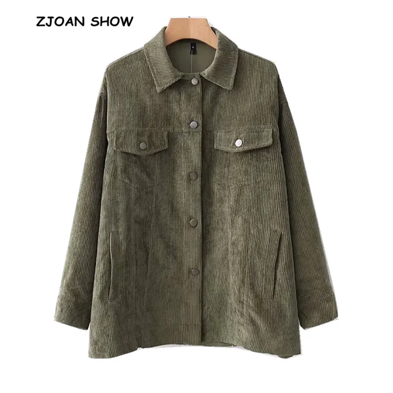 ZJOAN SHOW 2018 Новая Осенняя однобортная Вельветовая куртка армейский зеленый