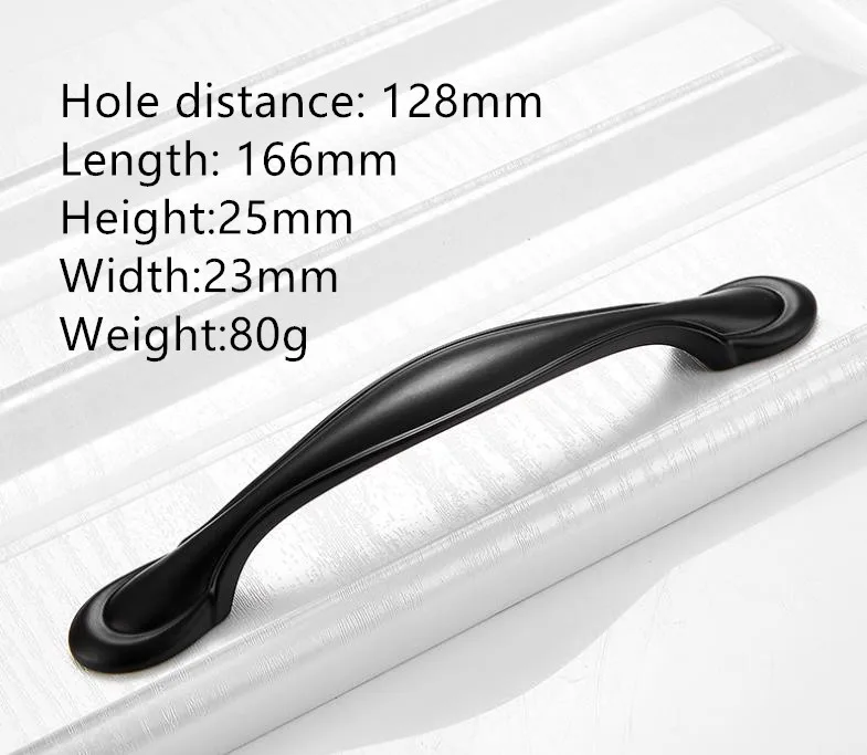 hole distance 128mm LCH Современная матовая черная Мебельная ручка, ручка для шкафа, европейский стиль, садовый шкаф, фурнитура для шкафа, дверная ручка, пианино, черный - Цвет: hole distance 128mm