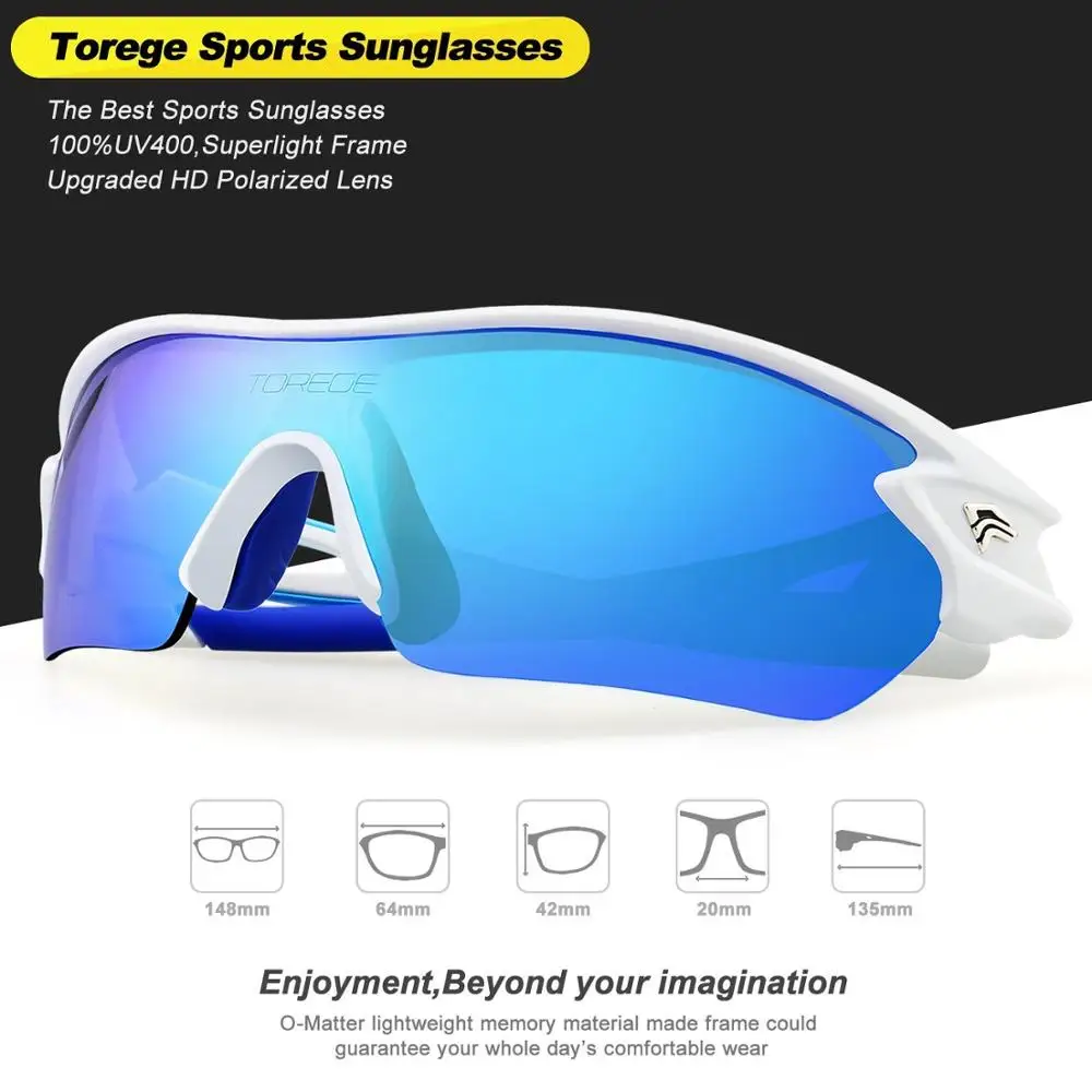 2018 Polarized Sports Sunglasses With 5 Interchangeable Lens for Men Women Cycling Running Driving Fishing Golf Baseball Glasses | Спорт и