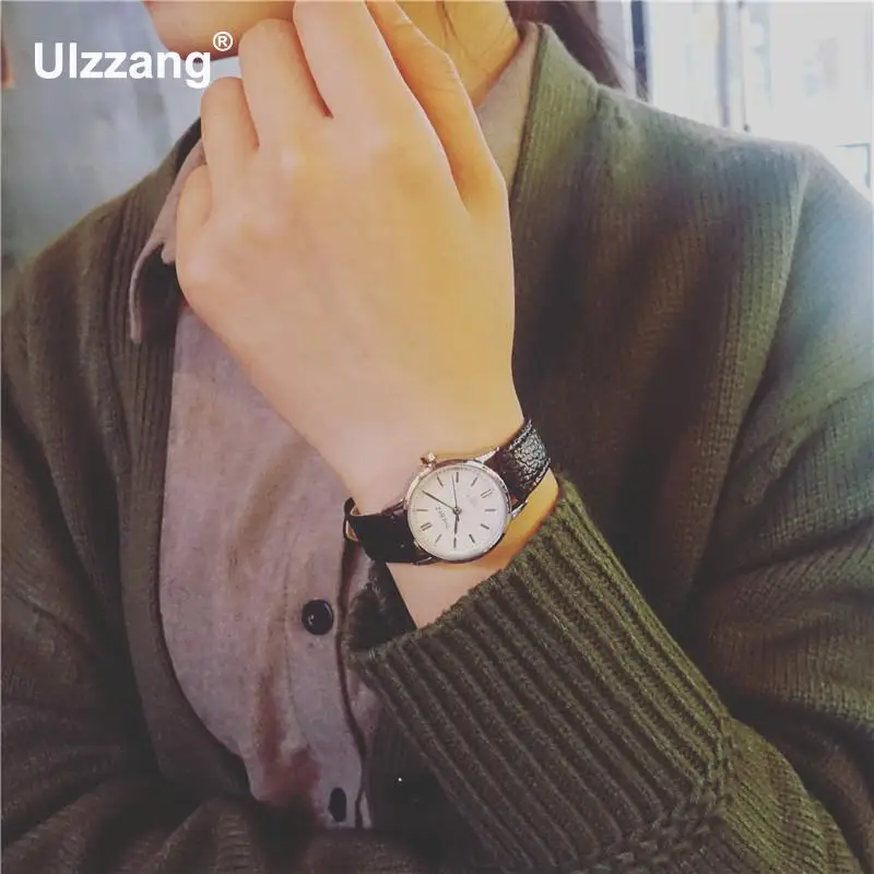 Роскошные винтажные Классические кварцевые часы из натуральной кожи золотого и