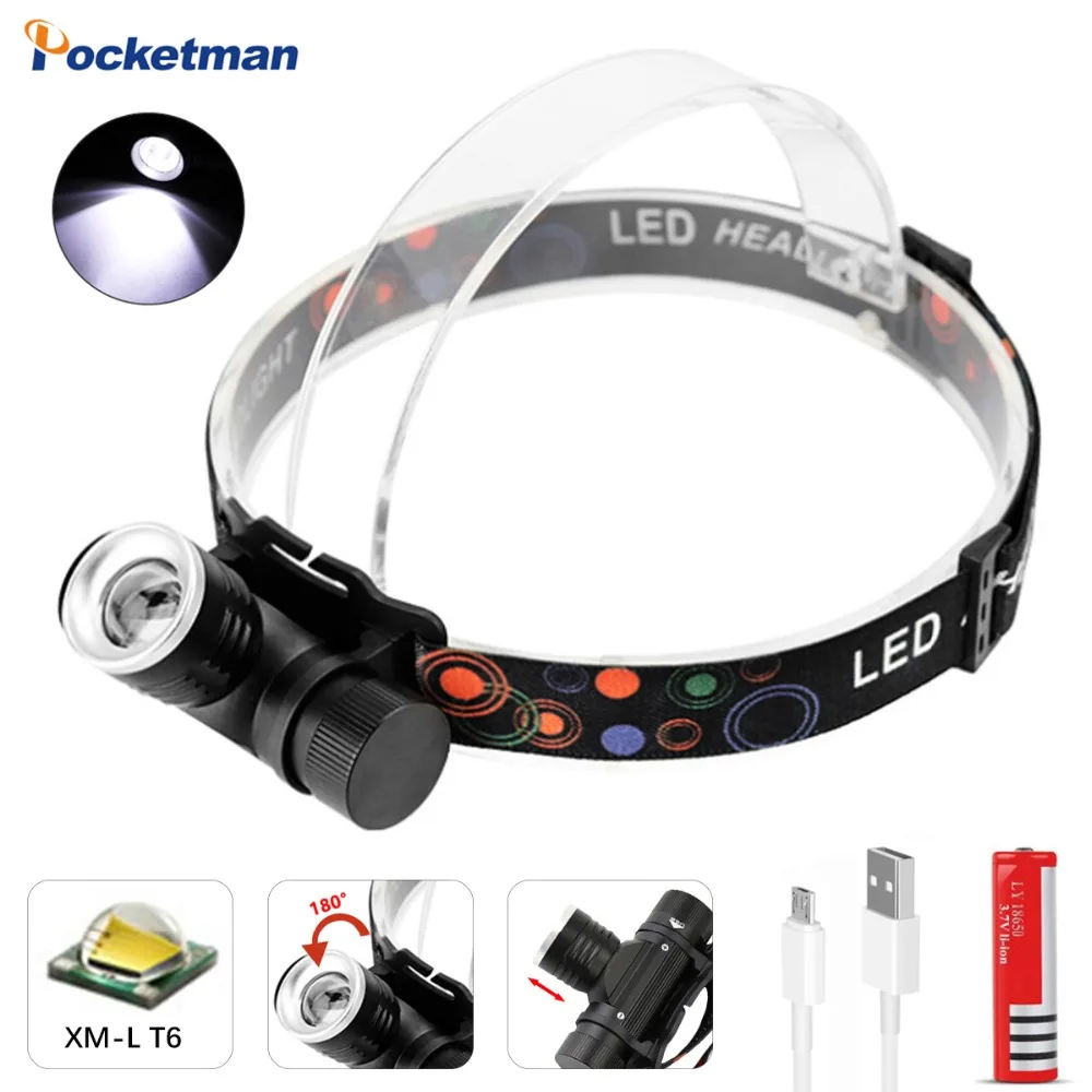 

3000lm T6 LED Headlight Super Bright Headlamp USB Charging 18650 Flashlight Camping Hunting Frontal Head Lantern Torch Lamp