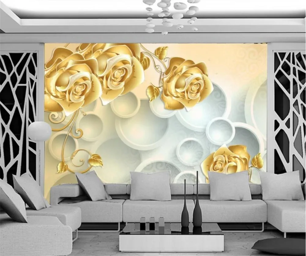 

Обои beibehang на заказ, 3D фотообои, Золотая Роза, гостиная, спальня, фон для телевизора, обои, 3d обои