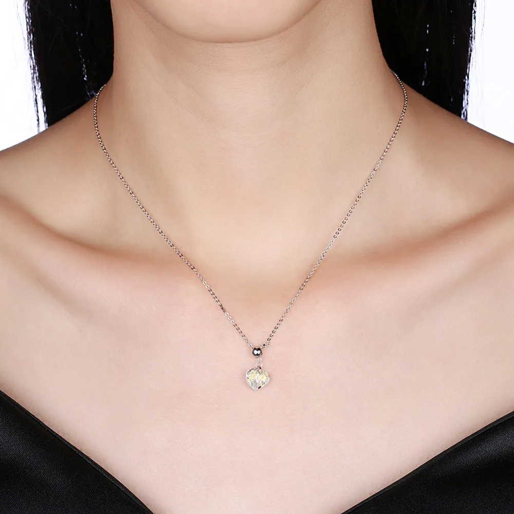 Грейс моменты мода сверкающих сердце 925 Sterling Серебряные ожерелья Циркон Подвеска