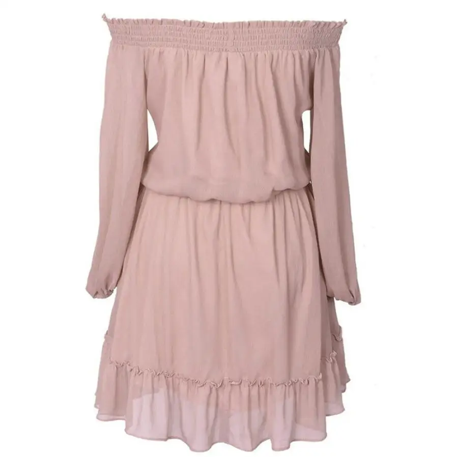 Женское повседневное шифоновое платье с вырезом лодочкой Roupa feminina Vestido