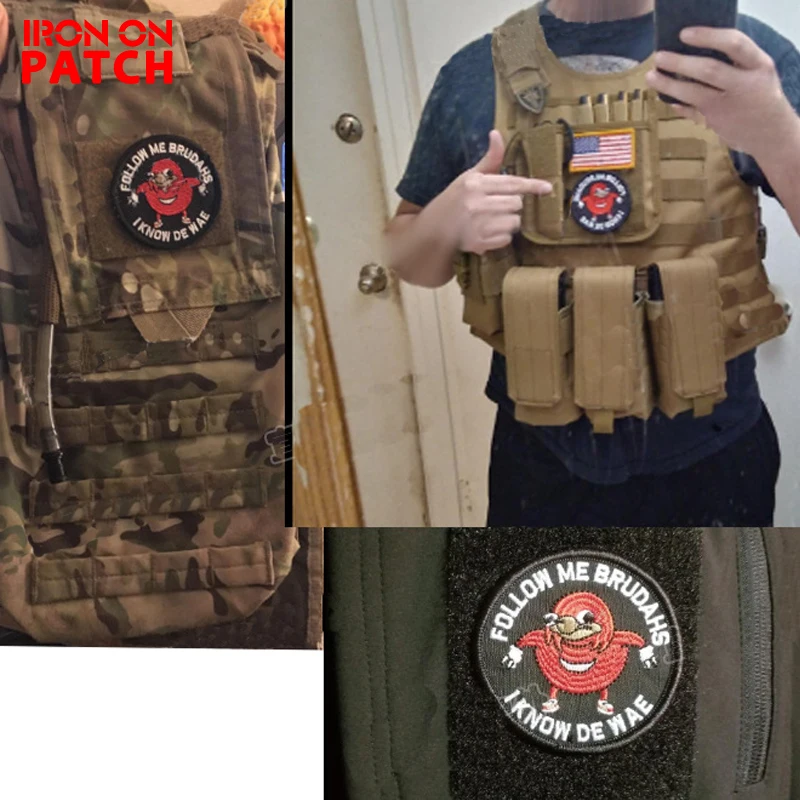 Уганды суставы Follow Me Brudahs я знаю De Wae жилет заплатка DIY тактические Бейджи для рюкзак черный мем Военная нашивка