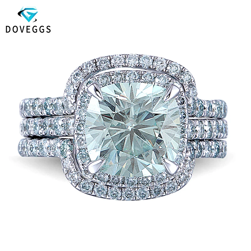 DovEggs Стерлинговое Серебро 925 пробы Центр 9*9 мм срез на подушке Муассанит Halo